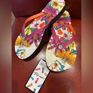 BRIGHTON Women's Floral Sandals - Pink and Orange
